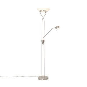 Floor lamp steel incl. LED and dimmer with reading lamp - Empoli