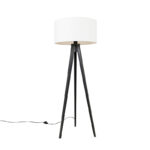 Floor lamp tripod black with shade white 50 cm - Tripod Classic