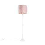 Romantic Floor Lamp White with 40cm Velvet Pink Shade - Simplo