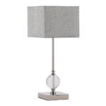 Azusa Grey Linen Shade Crystal Table Lamp with Metal Base