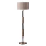 Exeter Dark Taupe Faux Silk Shade Floor Lamp With Champagne Gold Base