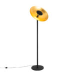 Industrial floor lamp black with gold interior 60 cm - Magnax