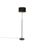 Floor Lamp Black with 35cm Black Velvet Shade - Parte