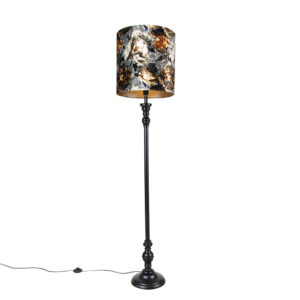 Floor lamp black with flower shade 40 cm - Classico