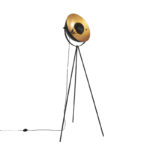 Floor lamp black with gold 42 cm adjustable tripod - Magnax