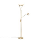 Floor lamp brass incl. LED and dimmer with reading lamp - Empoli