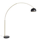 Modern arc lamp brass with marble base and black shade 32.5 cm - XXL