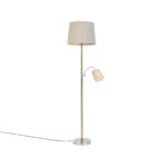 Smart floor lamp steel with gray shade incl. WiFi A60 and E14 - Retro