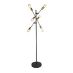 Armstrong 6 Light Floor Lamp In Black And Satin Brass