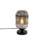 Art Deco table lamp black with smoke glass - Banci