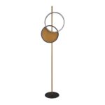 Curio Wooden Floor Lamp With Black Metal Frame