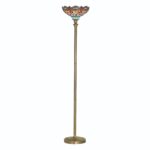 Dragonfly Stained Glass Floor Lamp In Antique Brass