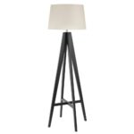 Easel Cream Fabric Shade Floor Lamp With Dark Wood Base