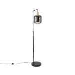 Floor lamp black with gold and smoke glass incl. PUCC - Zuzanna