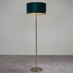 Hayfield Rich Green Velvet Shade Floor Lamp In Brass