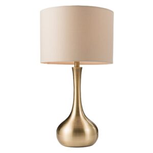 Piccadilly Taupe Fabric Touch Table Lamp In Soft Brass