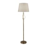 Vegas Cream Fabric Hessian Shade Floor Lamp In Brass