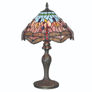 Dragonfly Stained Glass Table Lamp In Antique Brass