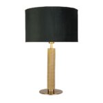 London Green Velvet Shade Table Lamp In Knurled Brass