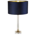 Scarborough Navy Velvet Shade Table Lamp In Crystal Base