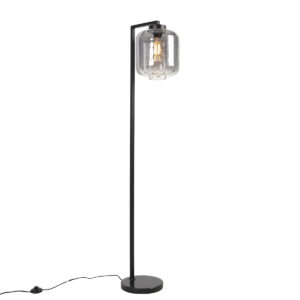 Smart floor lamp black with smoke glass incl. WiFi ST64 - Qara Down