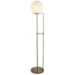 Sphere Opal Glass Floor Lamp In Antique Brass