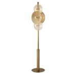 Wagon 6 Light Clear Amber Glass Floor Lamp In Bronze