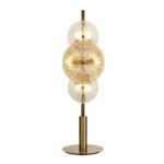 Wagon 6 Light Clear Amber Glass Table Lamp In Bronze