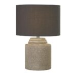 Zara Fabric Shade Table Lamp In Grey Cement Base