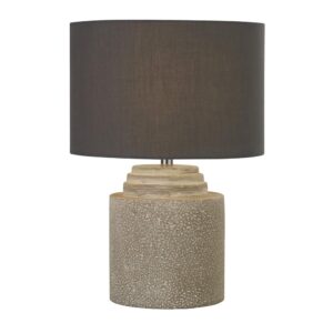 Zara Fabric Shade Table Lamp In Grey Cement Base