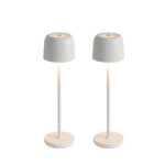 Set of 2 Mushroom Table Lamps Off-White Incl. Charging Station - Raika