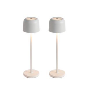 Set of 2 Mushroom Table Lamps Off-White Incl. Charging Station - Raika