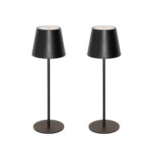 Set of 2 Table Lamps Black with Dimmer and Rechargeable - Murdock