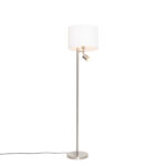 Steel floor lamp with white shade and reading lamp - Jelena