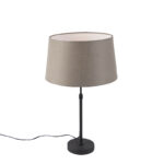 Table lamp black with linen shade taupe 35 cm adjustable - Parte