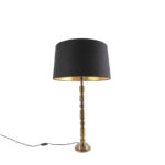 Art deco table lamp bronze with cotton shade black 45 cm - Torre