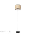 Country floor lamp black with rattan shade - Kata