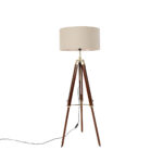 Floor lamp brass with shade light brown 50 cm tripod - Cortin