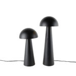 Set of 2 Smart Outdoor Floor Lamps Black 50 cm and 65 cm - Mushroom